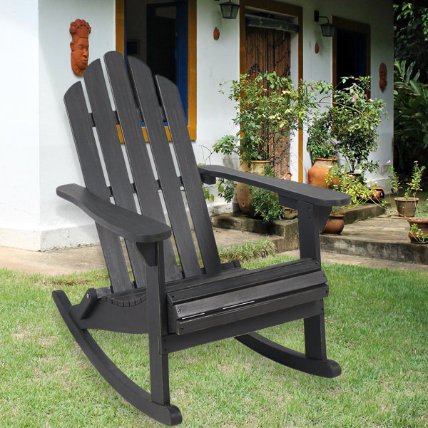 Highland Dunes Kridia Outdoor Adirondack Acacia Wood Rocking Chair